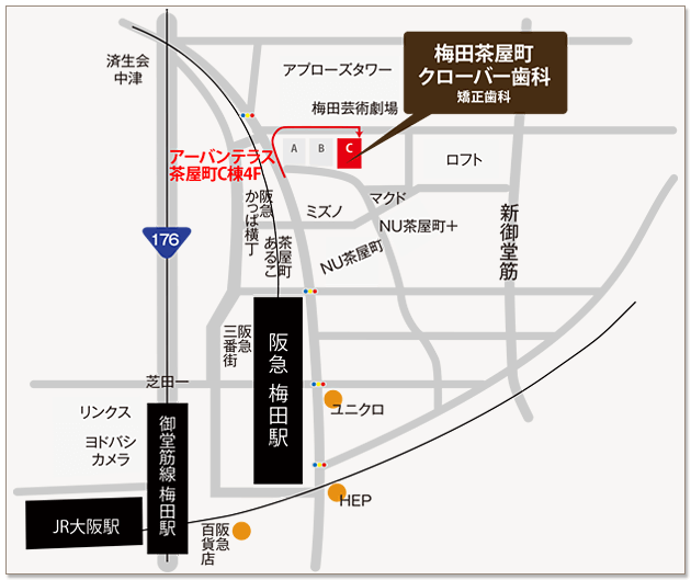 梅田茶屋町院地図