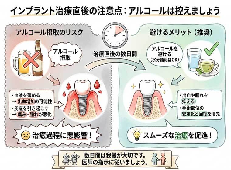 インプラント治療直後の注意点の図解