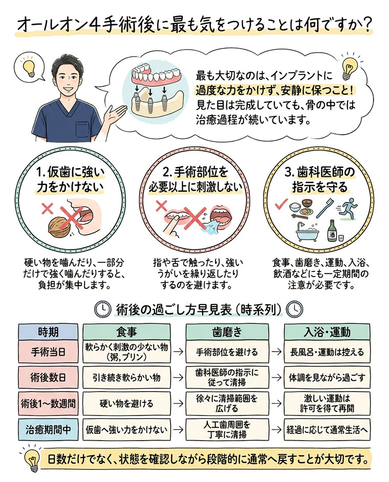 オールオン4手術後に最も気をつけることは何ですか？の図解