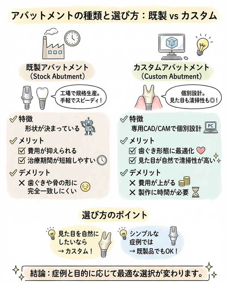 アバットメントの種類と違い
