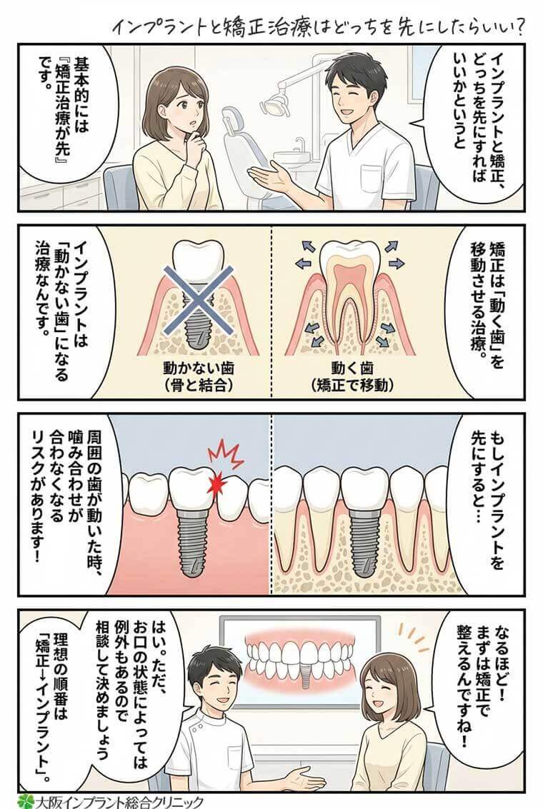 【マンガ】インプラントと矯正治療はどっちを先にしたらいい？