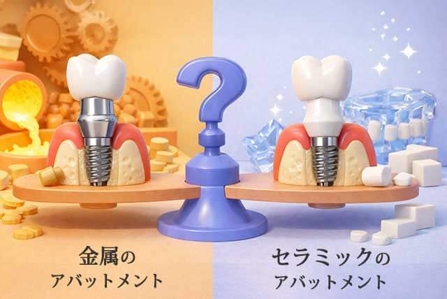 金属とセラミックのアバットメント