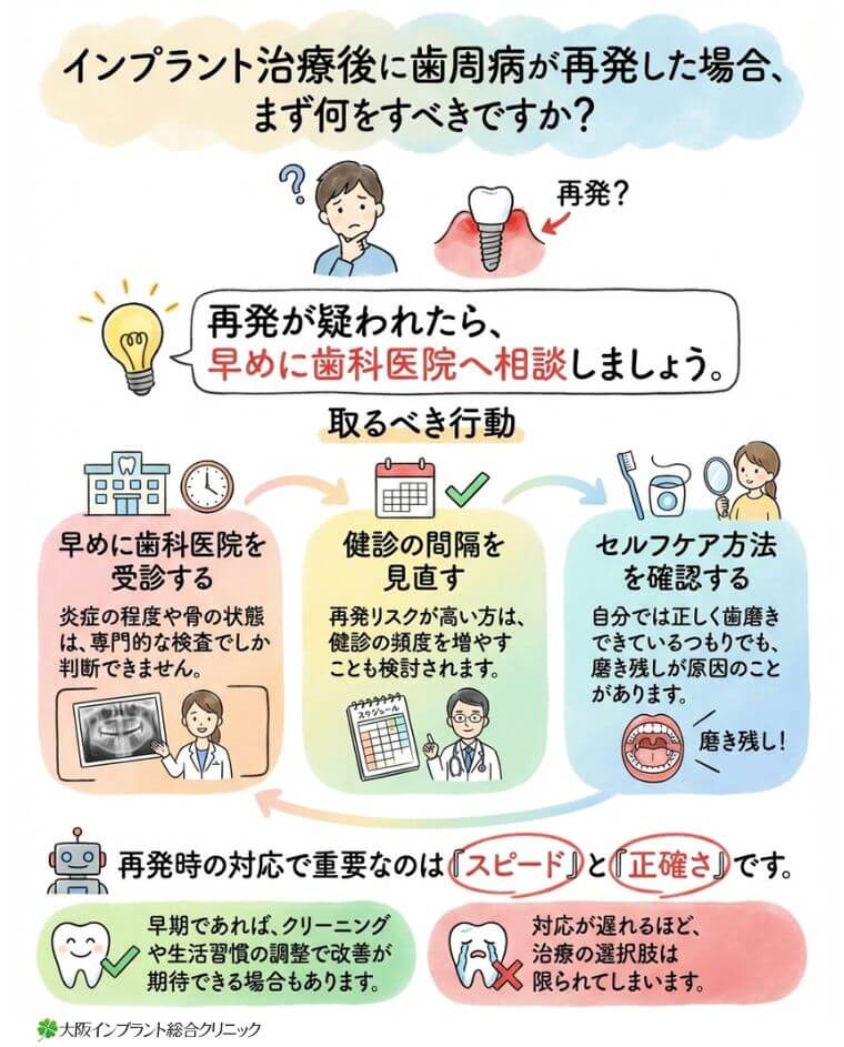 再発した場合、まず何をすべきですか？