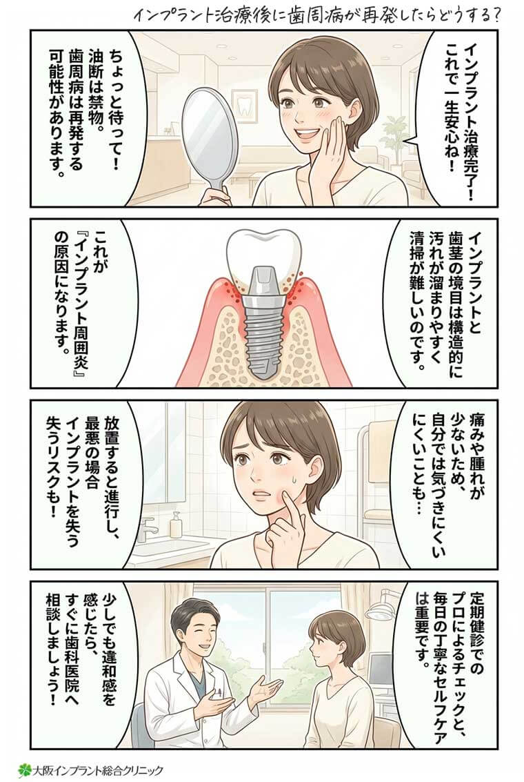 インプラント治療後に歯周病が再発したらどうする？