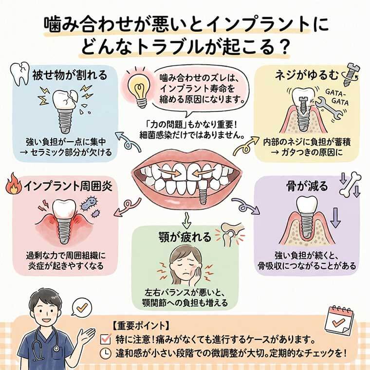 インプラントは入れた後の噛み合わせ調整が重要？長持ちとの関係を解説